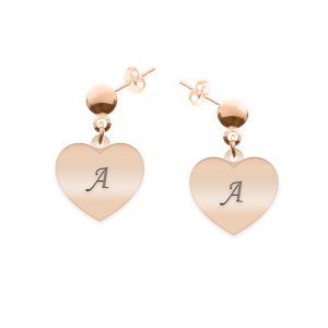 Lolita - Cercei personalizati inimioara cu tija din argint 925 placat cu aur roz Lolita - Cercei personalizati inimioara cu tija din argint 925 placat cu aur roz