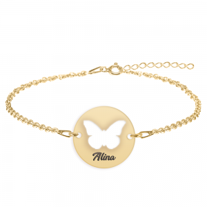Lolo - Bratara argint 925 personalizata cu fluturas decupat din argint 925 placat cu aur galben 24K