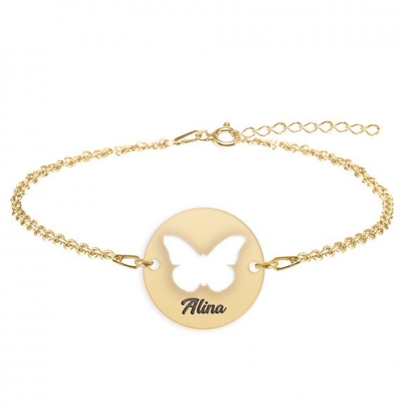 Lolo - Bratara argint 925 personalizata cu fluturas decupat din argint 925 placat cu aur galben 24K Lolo - Bratara argint 925 personalizata cu fluturas decupat din argint 925 placat cu aur galben 24K