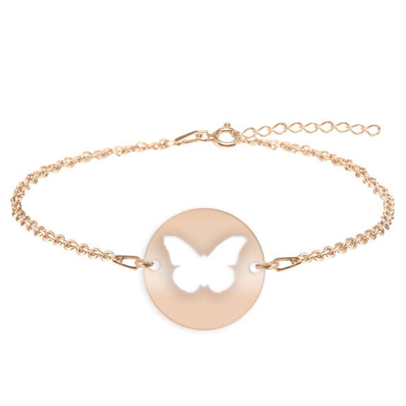Lolo - Bratara argint 925 personalizata cu fluturas decupat din argint 925 placat cu aur roz Lolo - Bratara argint 925 personalizata cu fluturas decupat din argint 925 placat cu aur roz
