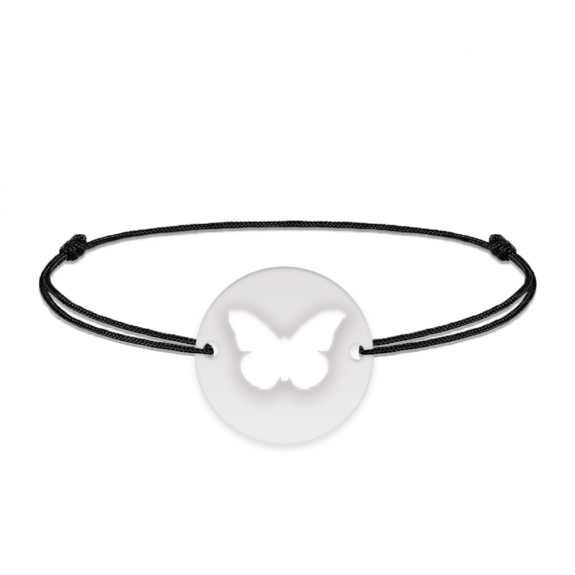 Lolo - Bratara personalizata snur cu fluturas decupat din argint 925 Lolo - Bratara personalizata snur cu fluturas decupat din argint 925