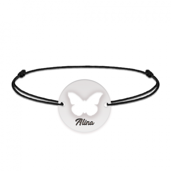 Lolo - Bratara personalizata snur cu fluturas decupat din argint 925 Lolo - Bratara personalizata snur cu fluturas decupat din argint 925