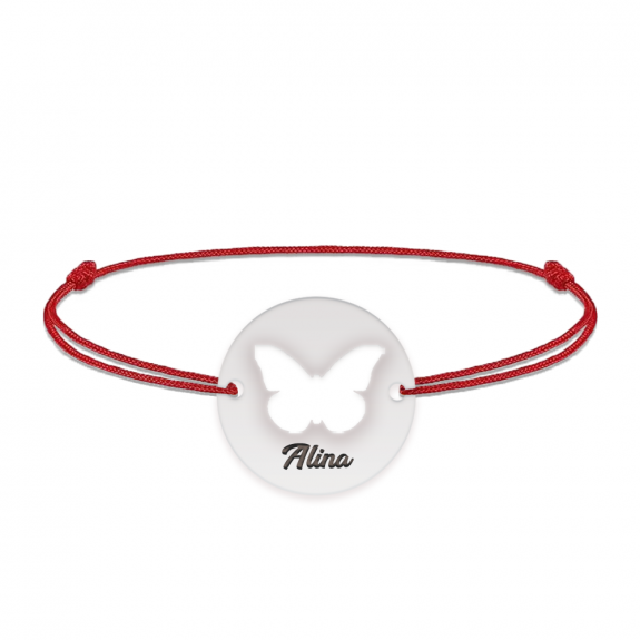 Lolo - Bratara personalizata snur cu fluturas decupat din argint 925 Lolo - Bratara personalizata snur cu fluturas decupat din argint 925