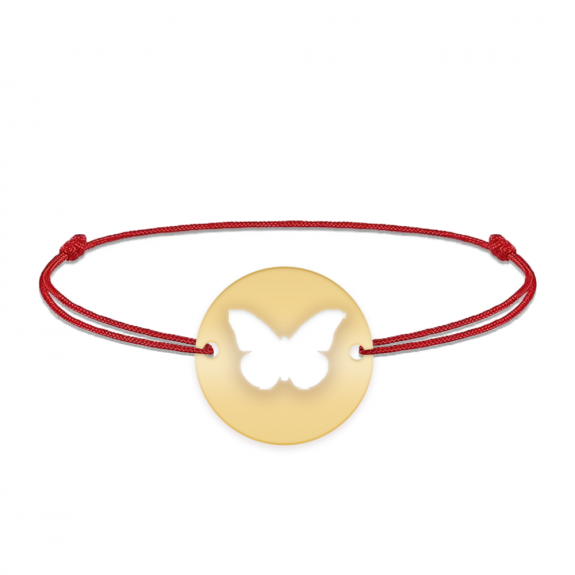 Lolo - Bratara personalizata snur cu fluturas decupat din argint 925 placat cu aur galben 24K Lolo - Bratara personalizata snur cu fluturas decupat din argint 925 placat cu aur galben 24K