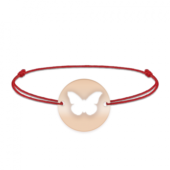 Lolo - Bratara personalizata snur cu fluturas decupat din argint 925 placat cu aur roz Lolo - Bratara personalizata snur cu fluturas decupat din argint 925 placat cu aur roz