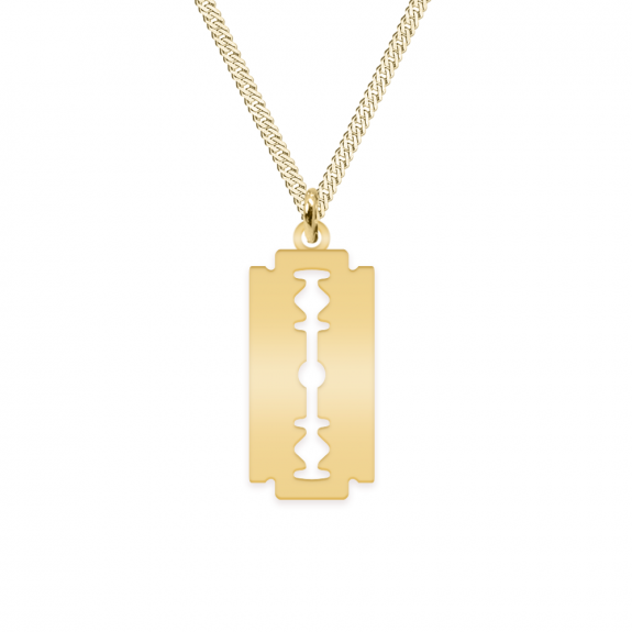 Louis - Colier personalizat dog tag si lama decupata din argint 925 placat cu aur galben 24K Louis - Colier personalizat dog tag si lama decupata din argint 925 placat cu aur galben 24K