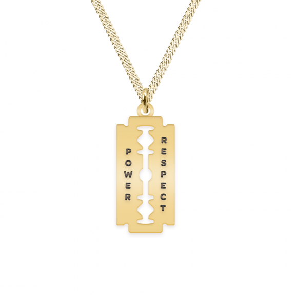 Louis - Colier personalizat dog tag si lama decupata din argint 925 placat cu aur galben 24K Louis - Colier personalizat dog tag si lama decupata din argint 925 placat cu aur galben 24K