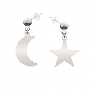 Luna - Cercei personalizati semiluna si stea cu tija din argint 925
