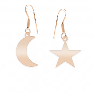 Luna - Cercei personalizati semiluna si stea cu tortita deschisa din argint 925 placat cu aur roz