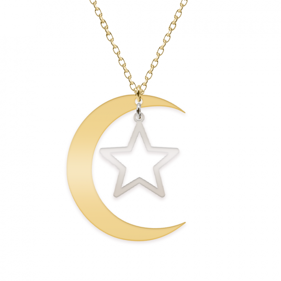 Luna - Colier personalizat semiluna si stea din argint 925