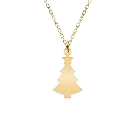 Magic Tree - Colier personalizat bradut si nume din argint 925 placat cu aur galben 24K