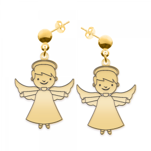 Malaikat - Cercei personalizati baietel ingeras cu tija din argint 925 placat cu aur galben 24K Malaikat - Cercei personalizati baietel ingeras cu tija din argint 925 placat cu aur galben 24K