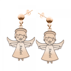 Malaikat - Cercei personalizati baietel ingeras cu tija din argint 925 placat cu aur roz Malaikat - Cercei personalizati baietel ingeras cu tija din argint 925 placat cu aur roz