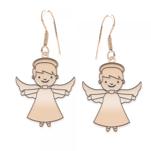 Malaikat - Cercei personalizati baietel ingeras cu tortita deschisa din argint 925 placat cu aur roz Malaikat - Cercei personalizati baietel ingeras cu tortita deschisa din argint 925 placat cu aur roz