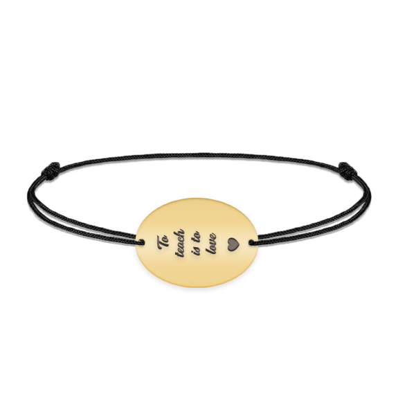 Master - Bratara personalizata snur pentru absolvire "To teach is to love" din argint 925 placat cu aur galben 24K