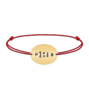 Master - Bratara personalizata snur pentru absolvire "To teach is to love" din argint 925 placat cu aur galben 24K