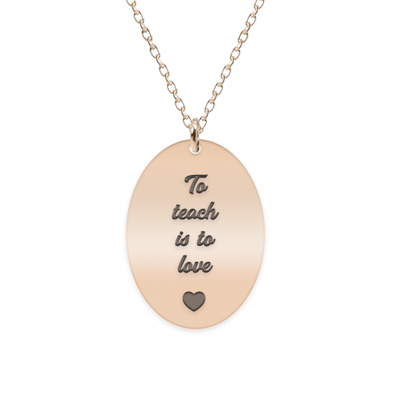 Master - Colier personalizat absolvire "To teach is to love" din argint 925 placat cu aur roz