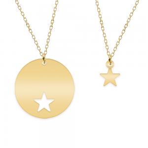 Mavi - Set coliere personalizate cu banut si steluta din argint 925 placat cu aur galben 24K