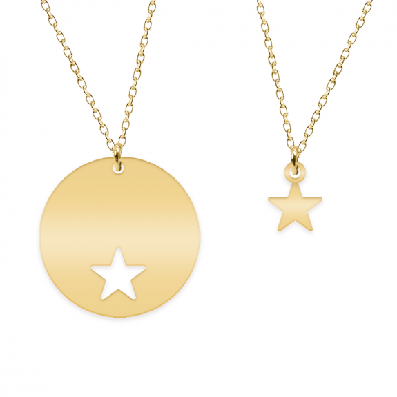 Mavi - Set coliere personalizate cu banut si steluta din argint 925 placat cu aur galben 24K