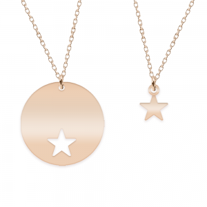 Mavi - Set coliere personalizate cu banut si steluta din argint 925 placat cu aur roz