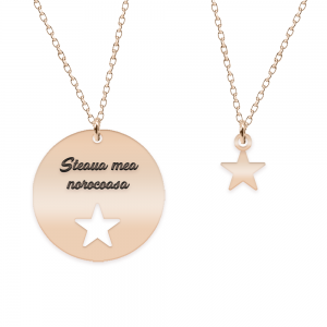 Mavi - Set coliere personalizate cu banut si steluta din argint 925 placat cu aur roz