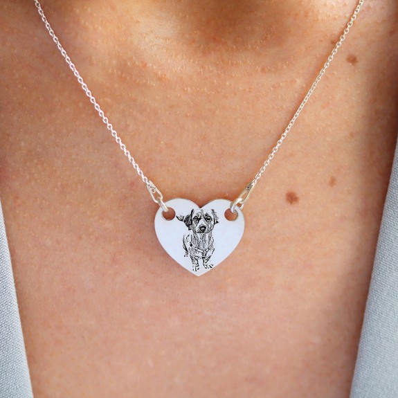 Me - Colier personalizat cu fotografie si inimioara din argint 925 placat cu aur galben 24K