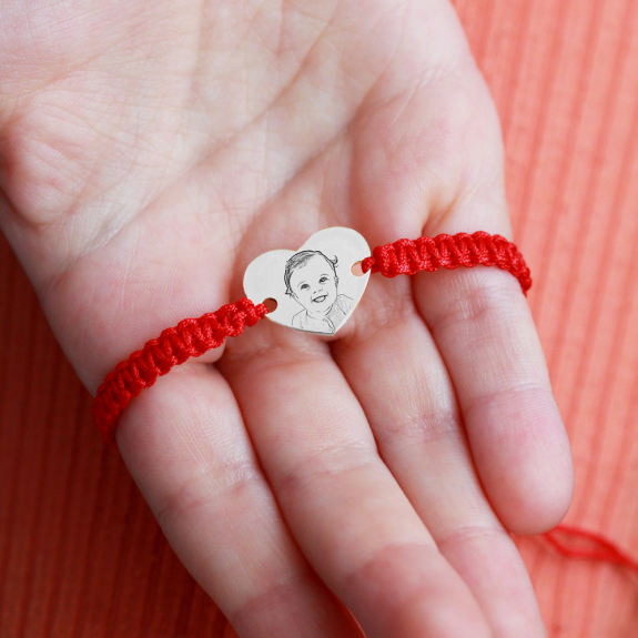Me - Bratara personalizata snur impeltit cu fotografie si inimioara din argint 925 Me - Bratara personalizata snur impeltit cu fotografie si inimioara din argint 925