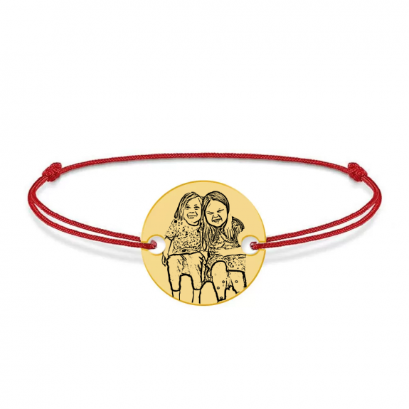 Me - Bratara personalizata snur cu fotografie si banut din argint 925 placat cu aur galben 24K Me - Bratara personalizata snur cu fotografie si banut din argint 925 placat cu aur galben 24K