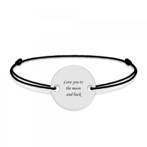 Me - Bratara personalizata snur cu fotografie si banut din argint 925 Me - Bratara personalizata snur cu fotografie si banut din argint 925
