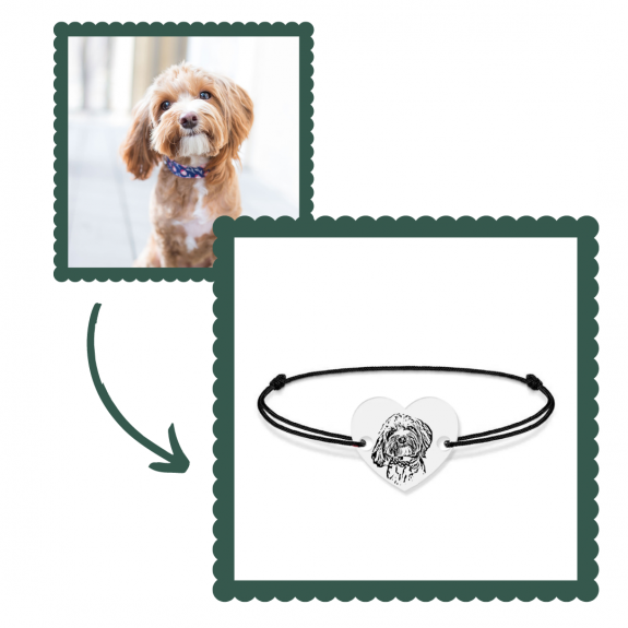 Me - Bratara personalizata snur cu fotografie si inimioara din argint 925