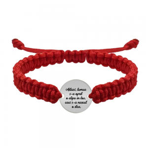 Me - Bratara personalizata snur impletit cu fotografie si banut din argint 925 Me - Bratara personalizata snur impletit cu fotografie si banut din argint 925