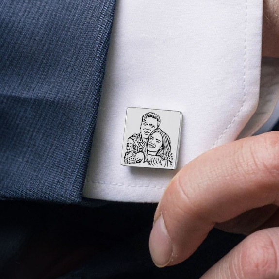 Me - Butoni personalizati cu fotografie si forma patrata din otel inoxidabil