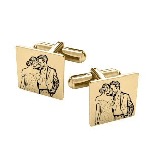 Me - Butoni personalizati cu fotografie si forma patrata din otel inoxidabil auriu Me - Butoni personalizati cu fotografie si forma patrata din otel inoxidabil auriu