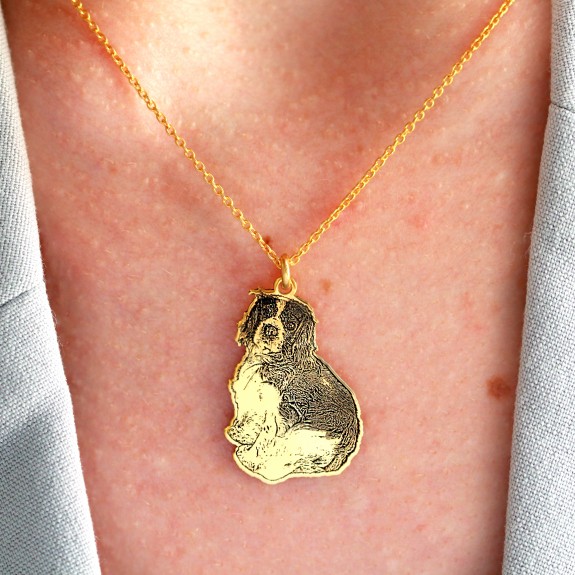 Me - Colier personalizat cu fotografie silueta animal de companie din argint 925 placat cu aur galben 24K Me - Colier personalizat cu fotografie silueta animal de companie din argint 925 placat cu aur galben 24K