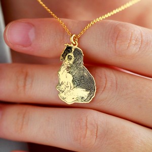 Me - Colier personalizat cu fotografie silueta animal de companie din argint 925 placat cu aur galben 24K Me - Colier personalizat cu fotografie silueta animal de companie din argint 925 placat cu aur galben 24K
