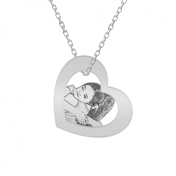 Me - Colier personalizat cu inimioara si siluete din argint 925