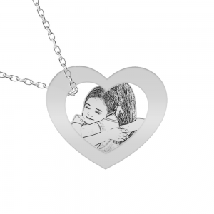 Me - Colier personalizat cu inimioara si siluete din argint 925 Me - Colier personalizat cu inimioara si siluete din argint 925