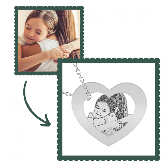 Me - Colier personalizat cu inimioara si siluete din argint 925