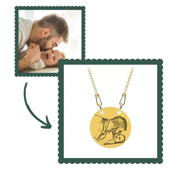 Me - Colier personalizat cu fotografie si banut din argint 925 placat cu aur galben 24K