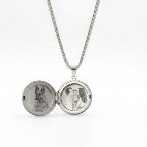 Me - Colier personalizat cu fotografie si locket rotund din otel inoxidabil 