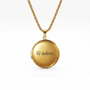 Me - Colier personalizat cu fotografie si locket rotund din otel inoxidabil placat cu aur galben Me - Colier personalizat cu fotografie si locket rotund din otel inoxidabil placat cu aur galben