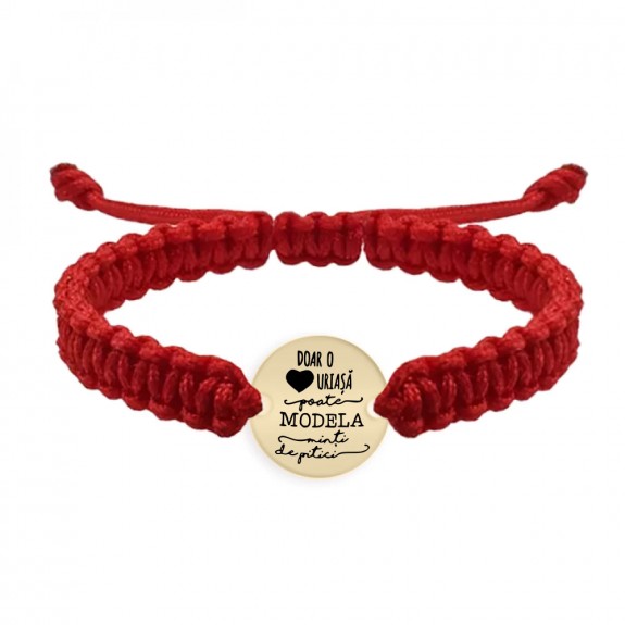 Mia - Bratara personalizata snur impletit pentru educatoare/invatatoare/profesoara din Aur galben 14 karate