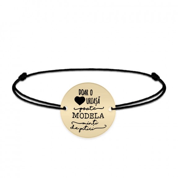 Mia - Bratara personalizata snur simplu pentru educatoare/invatatoare/profesoara din Aur galben 14 karate
