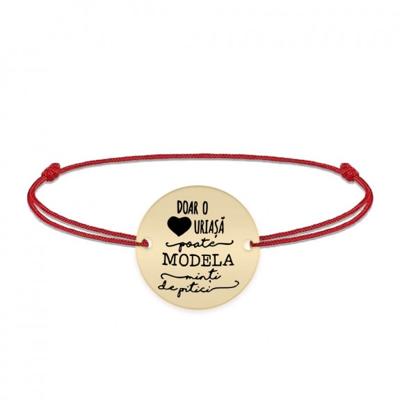 Mia - Bratara personalizata snur simplu pentru educatoare/invatatoare/profesoara din Aur galben 14 karate