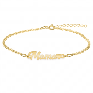 Mommy - Bratara personalizata inimioara din argint 925 placat cu aur galben 24K- Mama Mommy - Bratara personalizata inimioara din argint 925 placat cu aur galben 24K- Mama