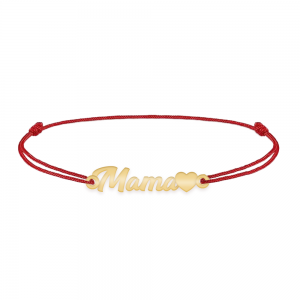 Mommy - Bratara personalizata snur cu inscriptia mama din argint 925 placat cu aur galben 24K
