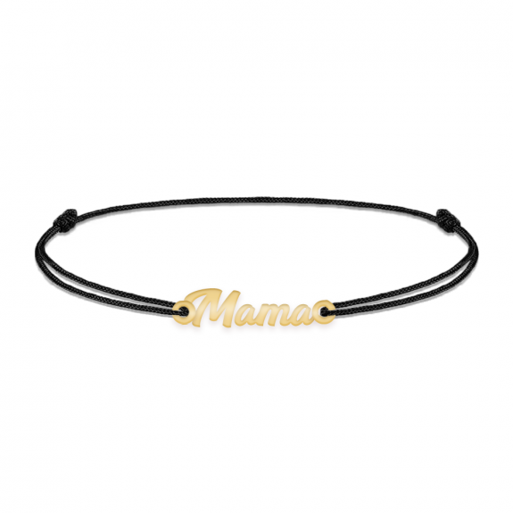 Mommy - Bratara personalizata snur cu inscriptia mama din argint 925 placat cu aur galben 24K
