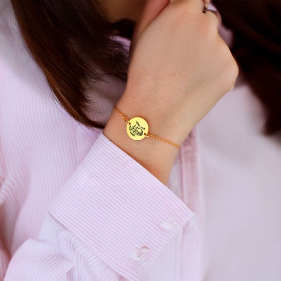 Music - Bratara personalizata pentru iubitorii de muzica "When words fail, music speaks" din argint 925 placat cu aur roz