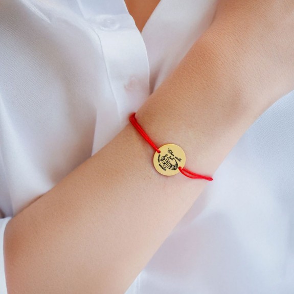 Music - Bratara personalizata snur simplu pentru iubitorii de muzica "When words fail, music speaks" din argint 925 placat cu aur galben 24 karate