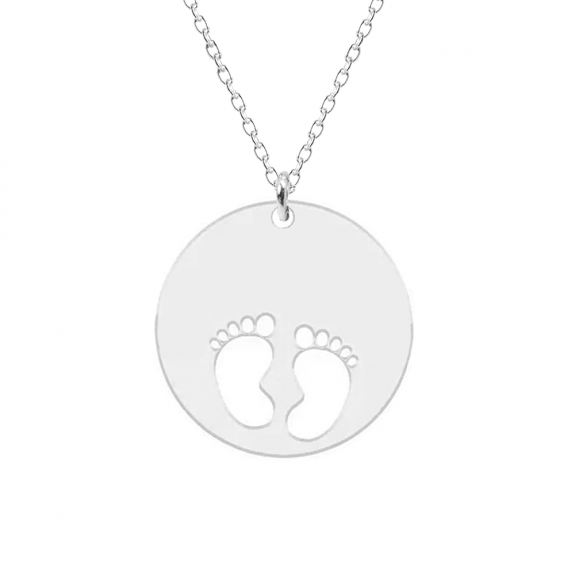 My kid - Colier personalizat banut cu nume si talpite din argint 925 My kid - Colier personalizat banut cu nume si talpite din argint 925